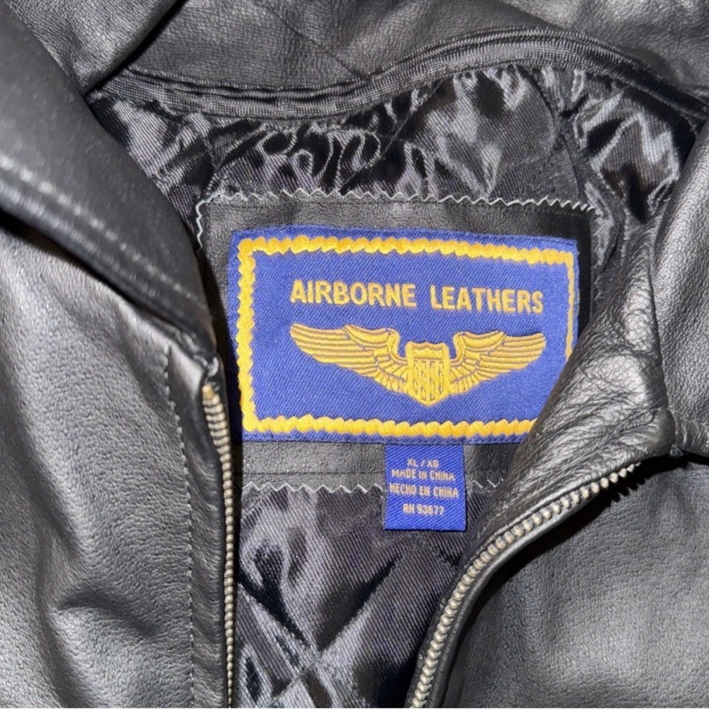 Airborne Leathers Men’s XL Black Leather Jacket - Picture 5 of 7